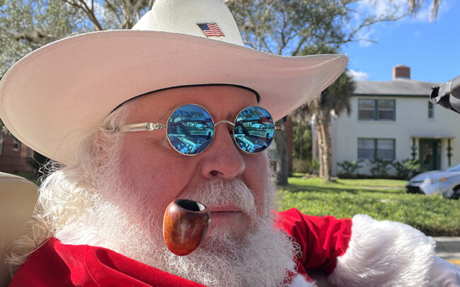 Real Beard Santa Enjoying some Florida sun on Christmas Day in San Marco