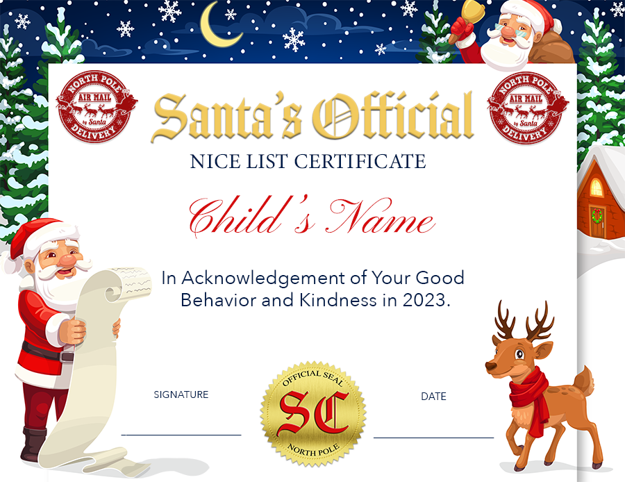 Santa's Nice list Certificate