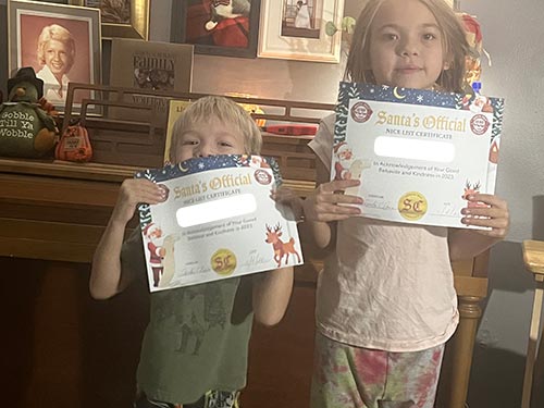 Kids with Nice List Certificate