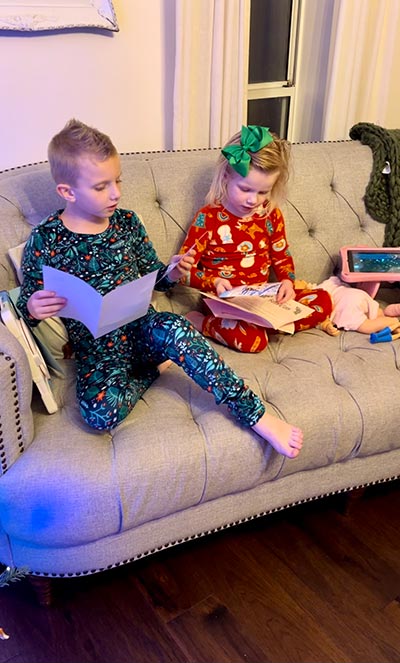 Kids reading Santa letter