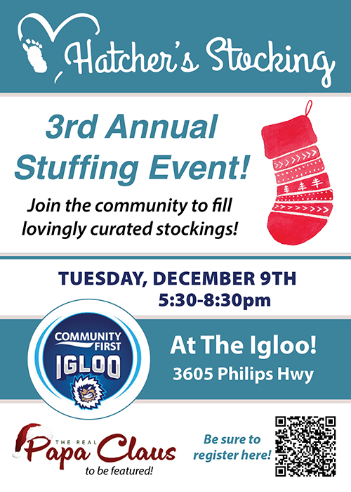 2025 Hatcher’s Stocking Stuffing Event Flyer